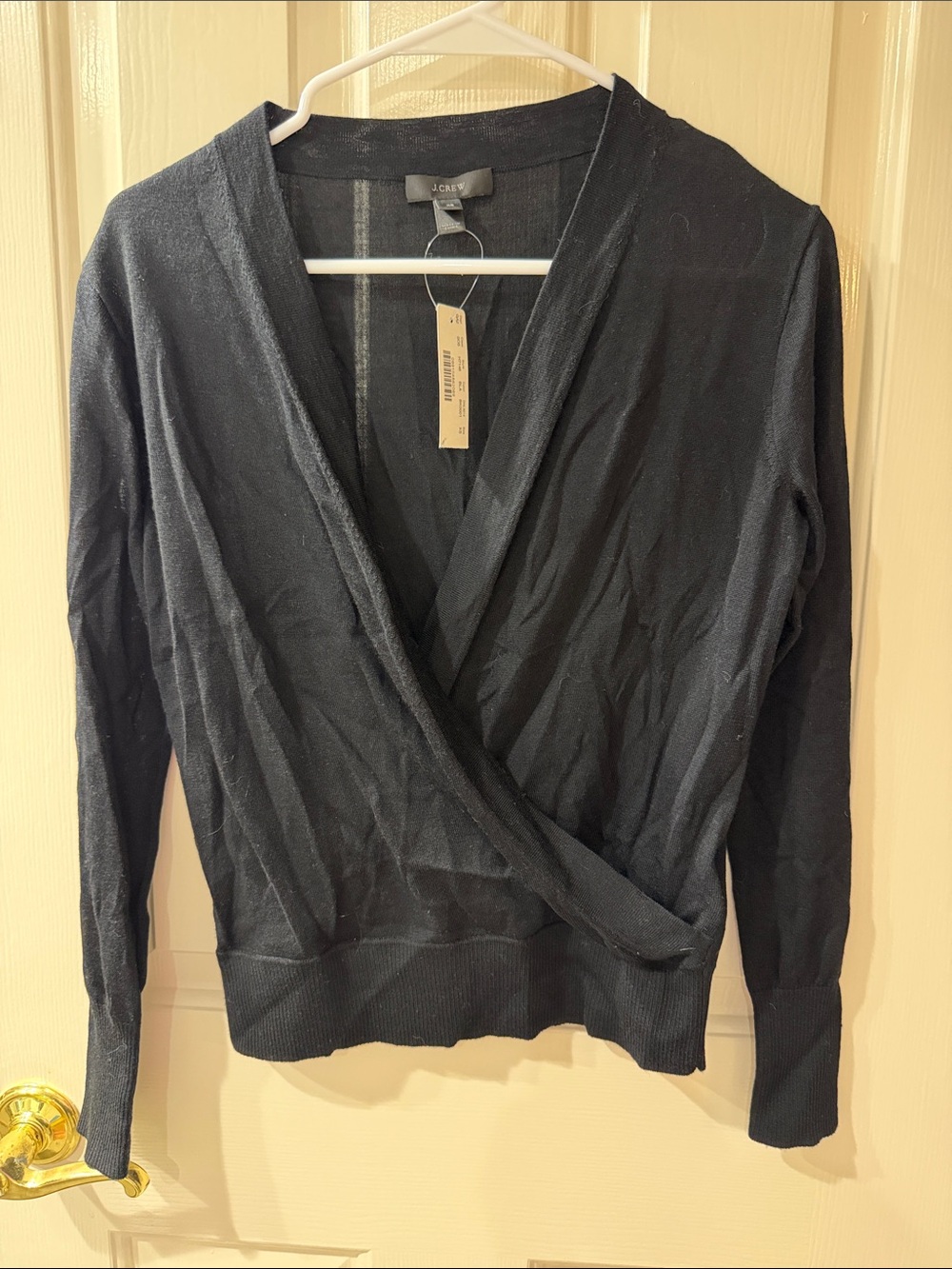 NWT XS J. Crew Black Wrap V-Neck Pullover